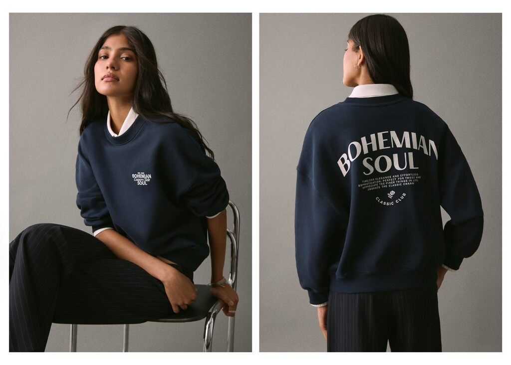 Printed embroidered sweatshirt