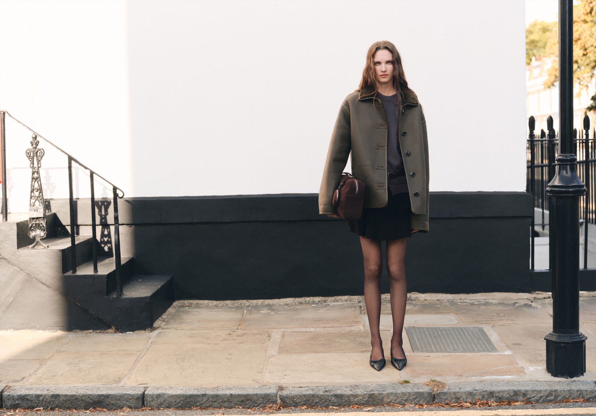 Faux-shearling leather-effect coat - Panoramic plane