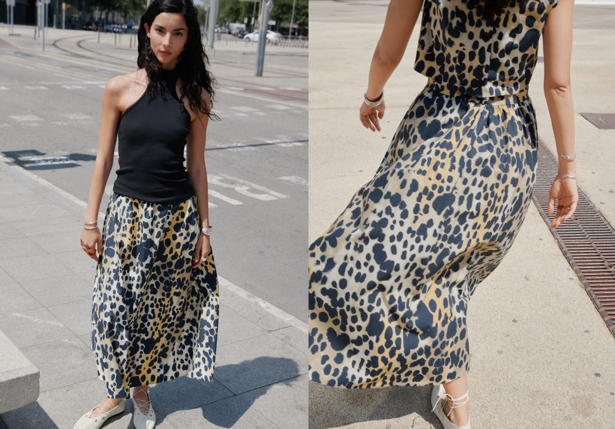 Falda midi leopardo - Plano panorámico