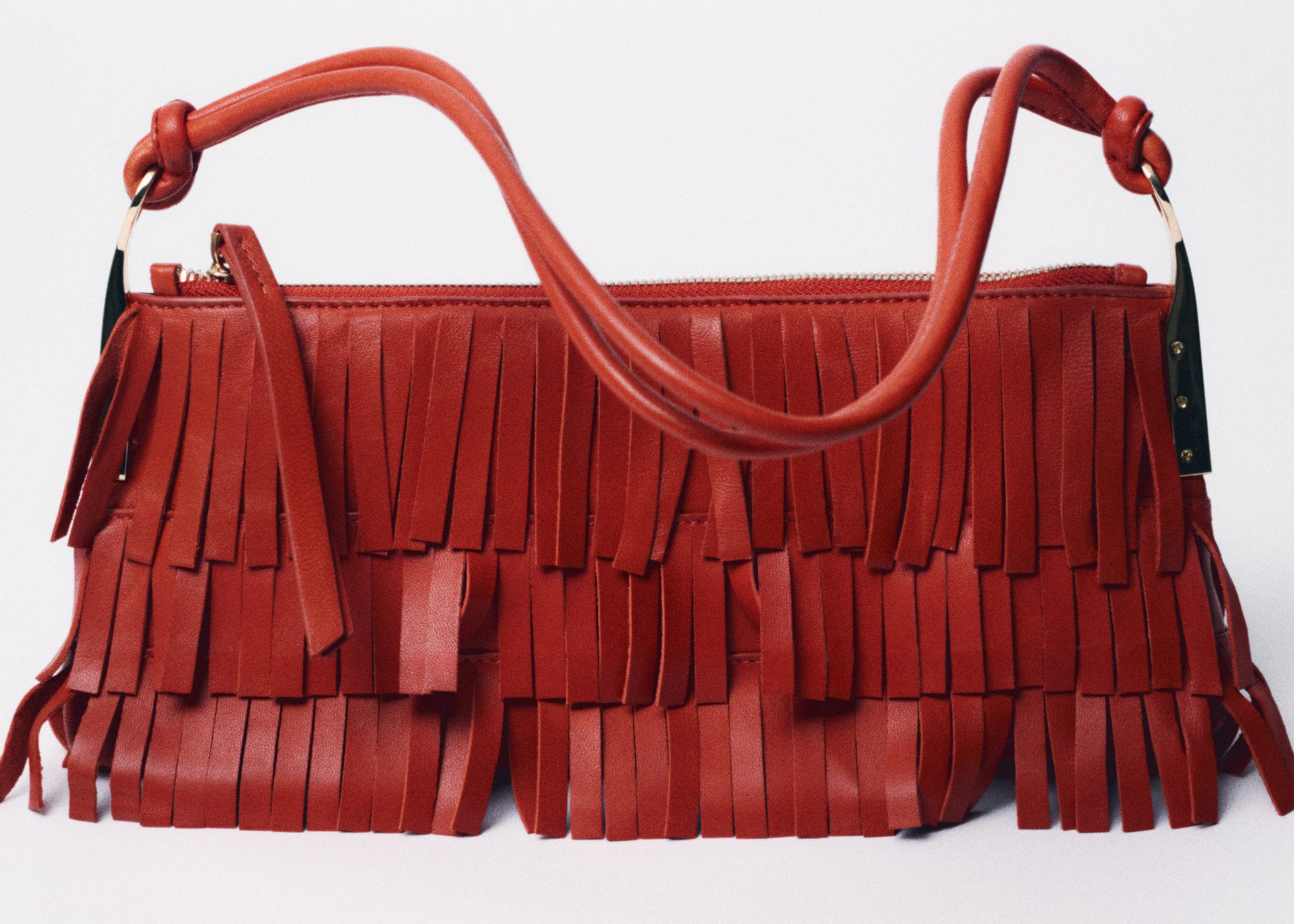 Sac porté épaule cuir à franges - Plan panoramique