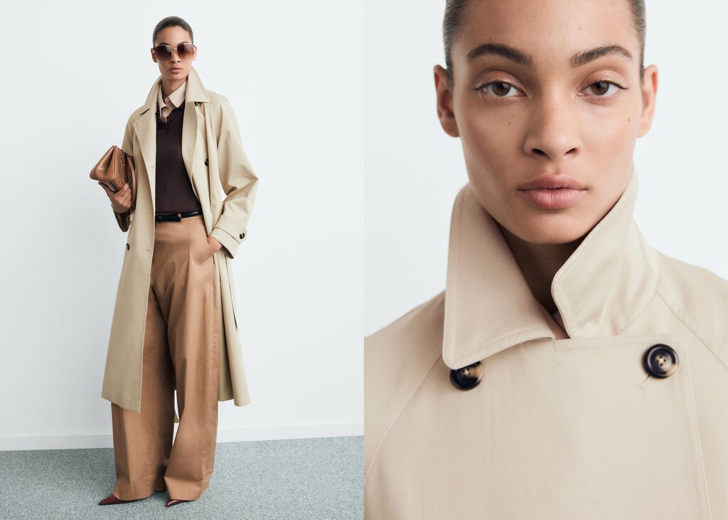 Long double-breasted trench coat