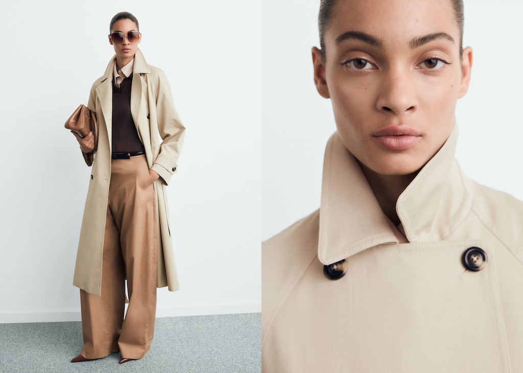 Long double-breasted trench coat