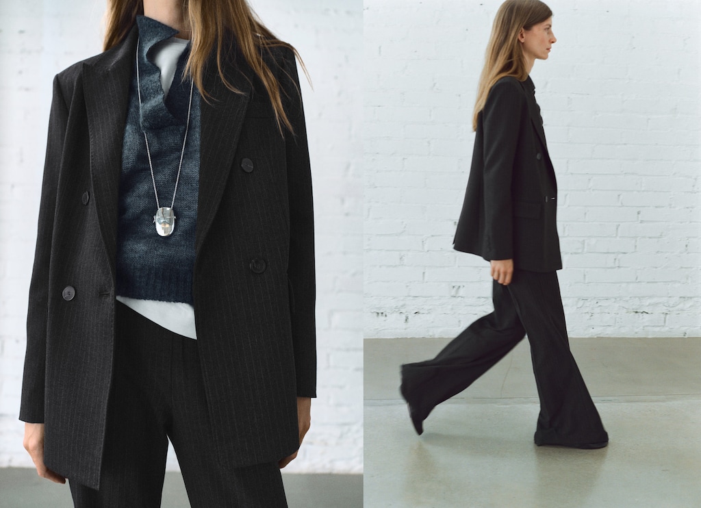 Pinstripe suit blazer