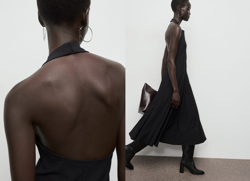 Halter-neck pleated dress