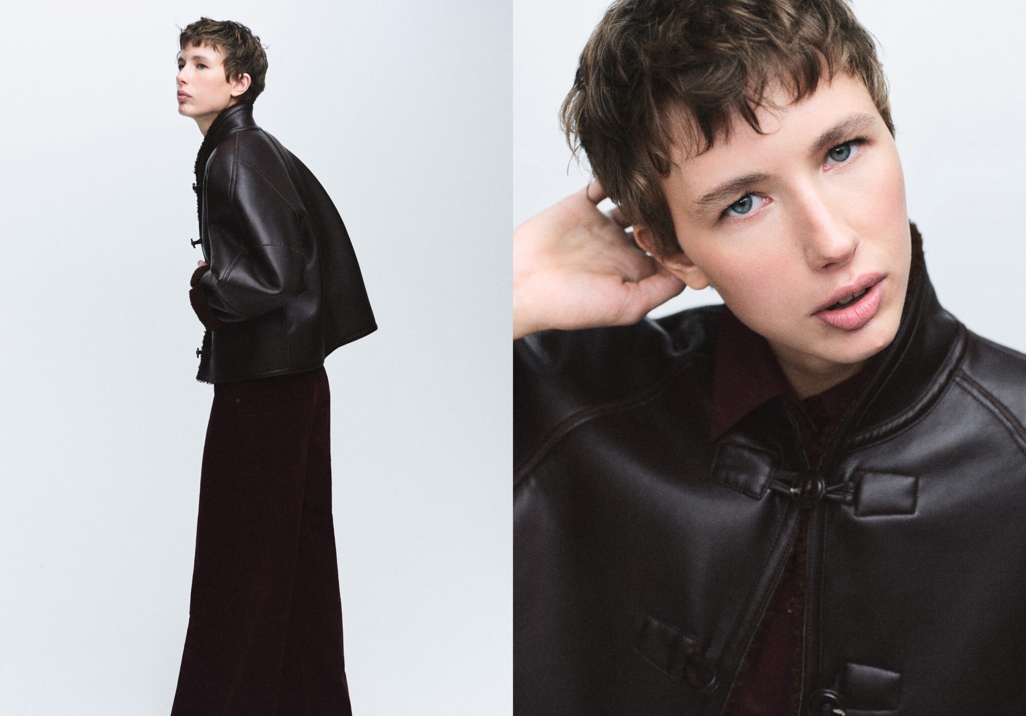 سترة قابلة للعكس بتأثير جلد الغنم - رؤية بانورامية