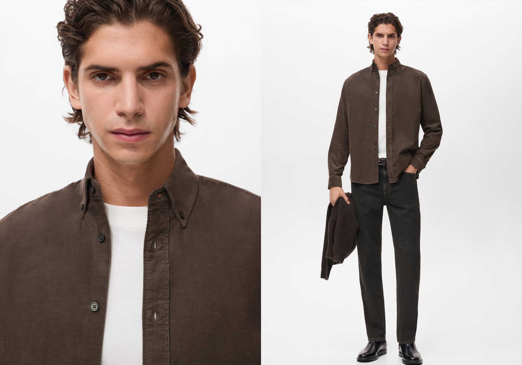 Microcorduroy classic-fit overhemd - Panoramische tekening