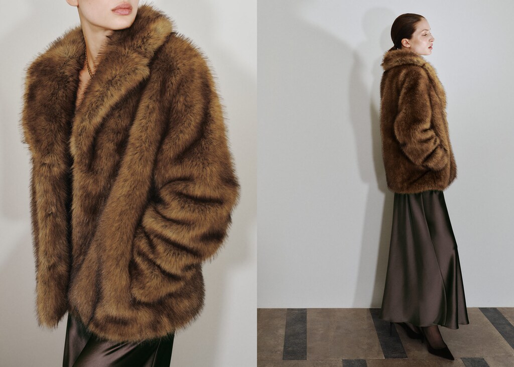 Faux-fur coat with lapels