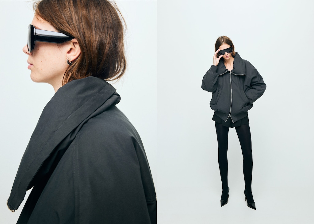 Funnel-neck bomber jacket