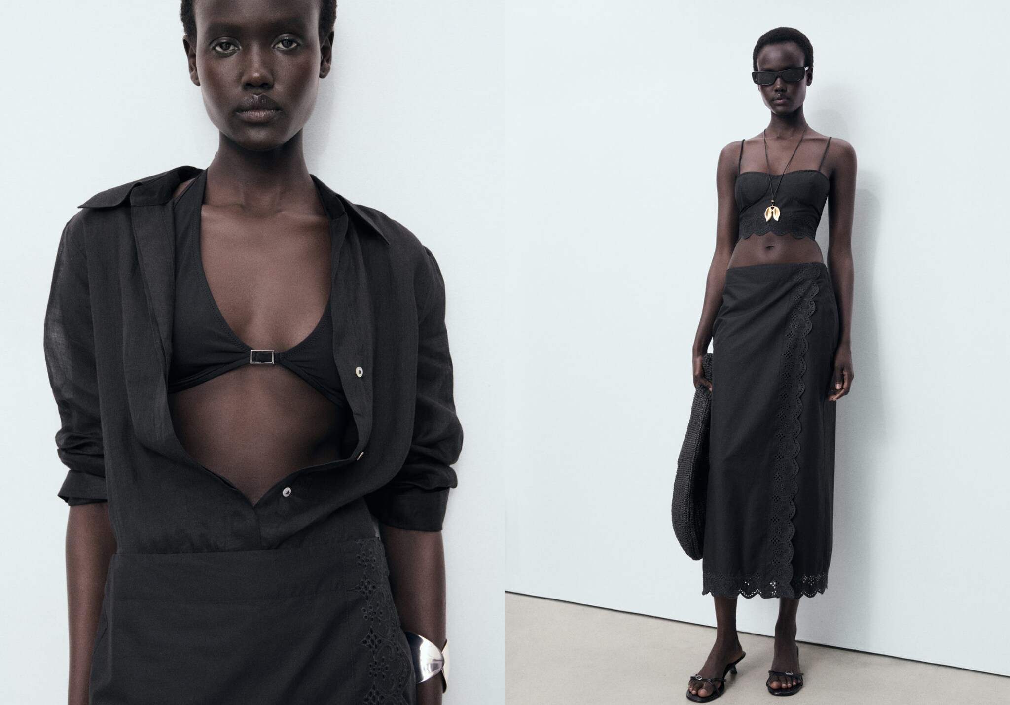 Embroidered cotton skirt - Panoramic plane