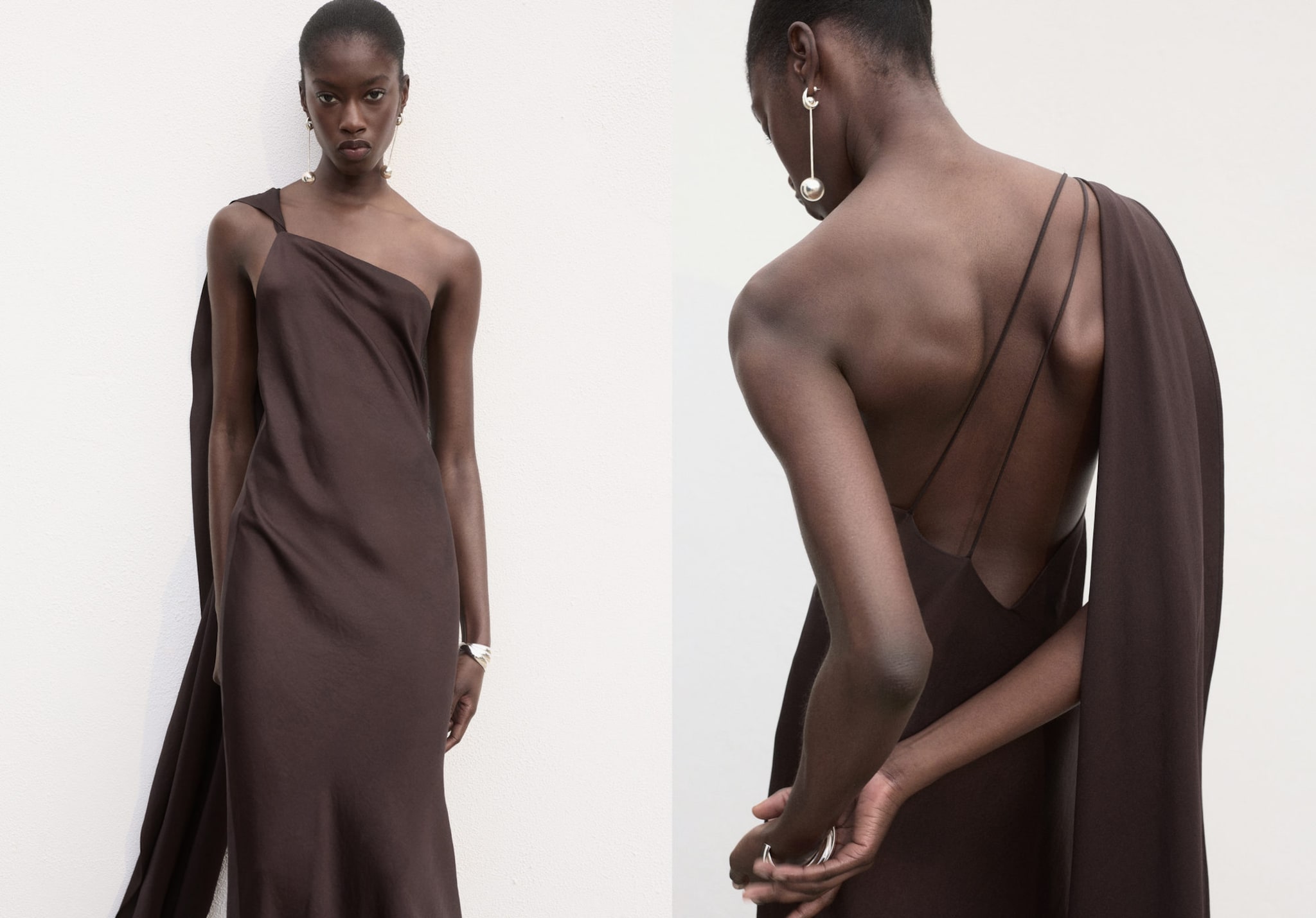 Asymmetrical satin dress - Panoramic plane