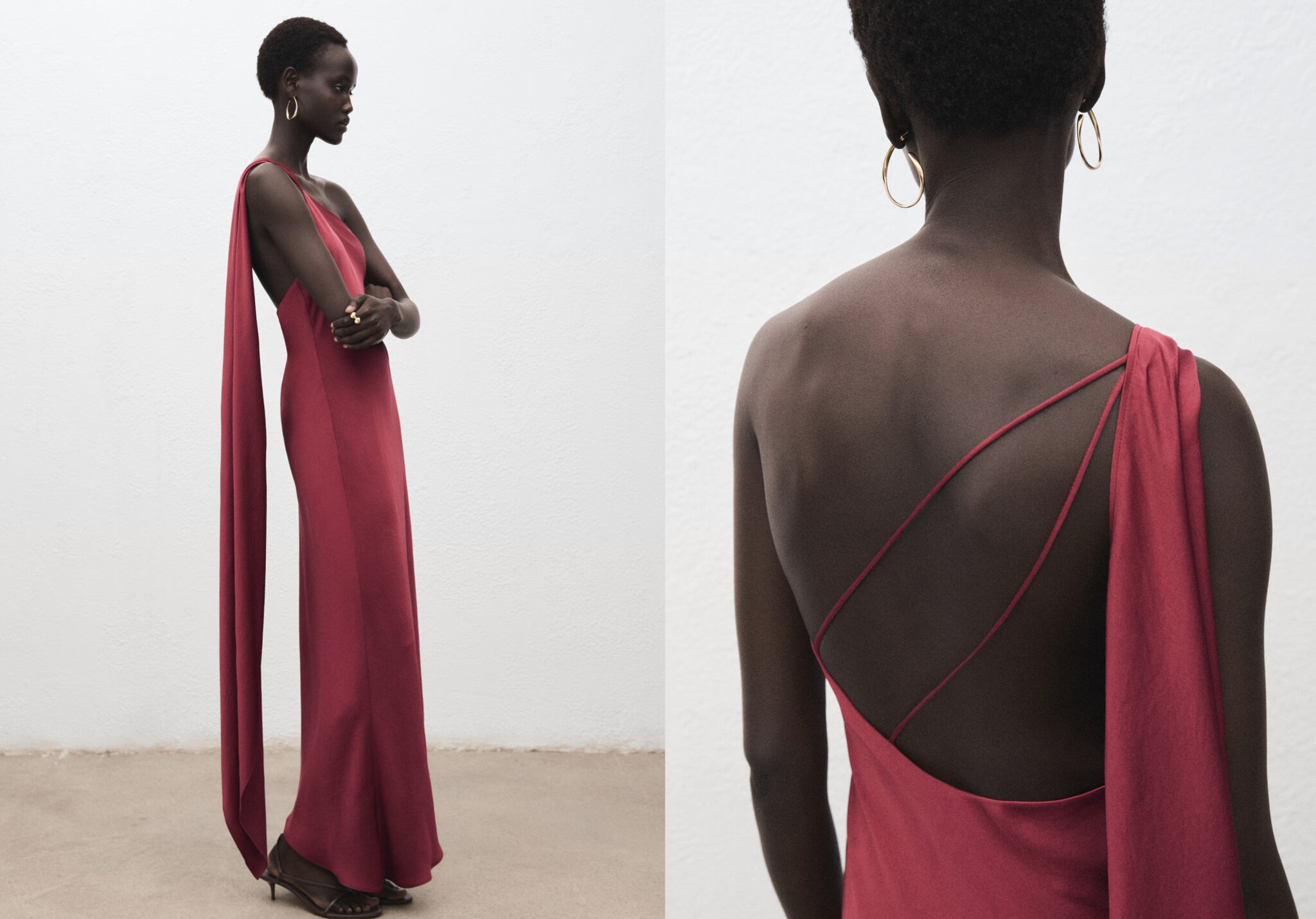 Asymmetrical satin dress - Panoramic plane