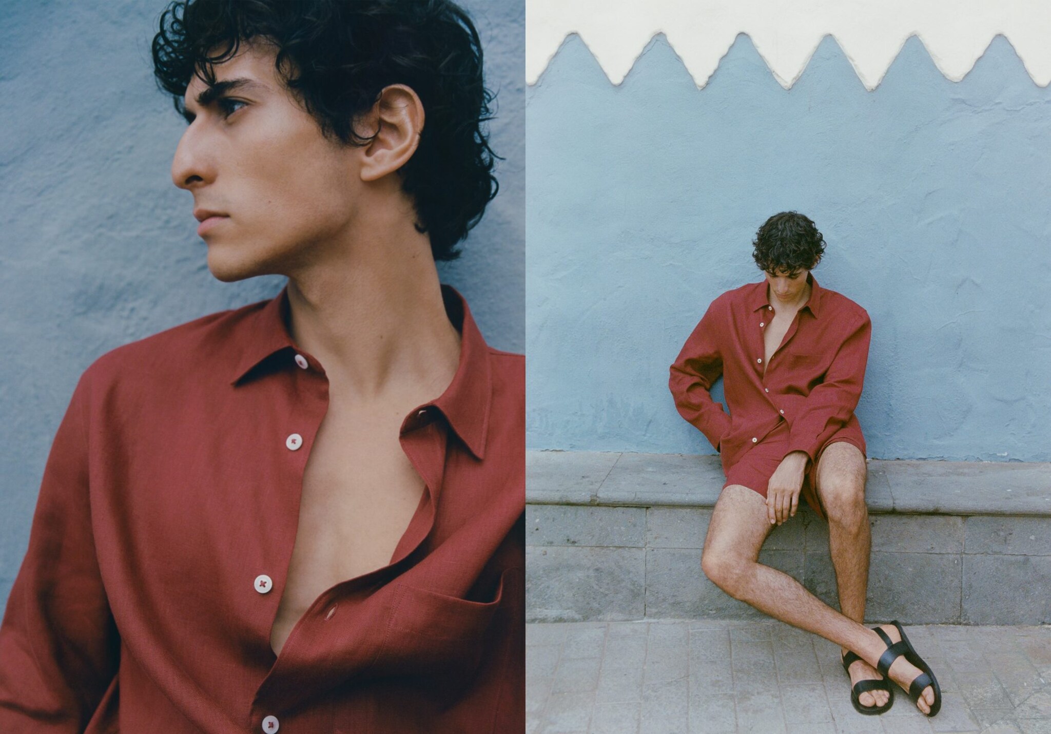 100% linen shirt with pocket - Panoramic plane