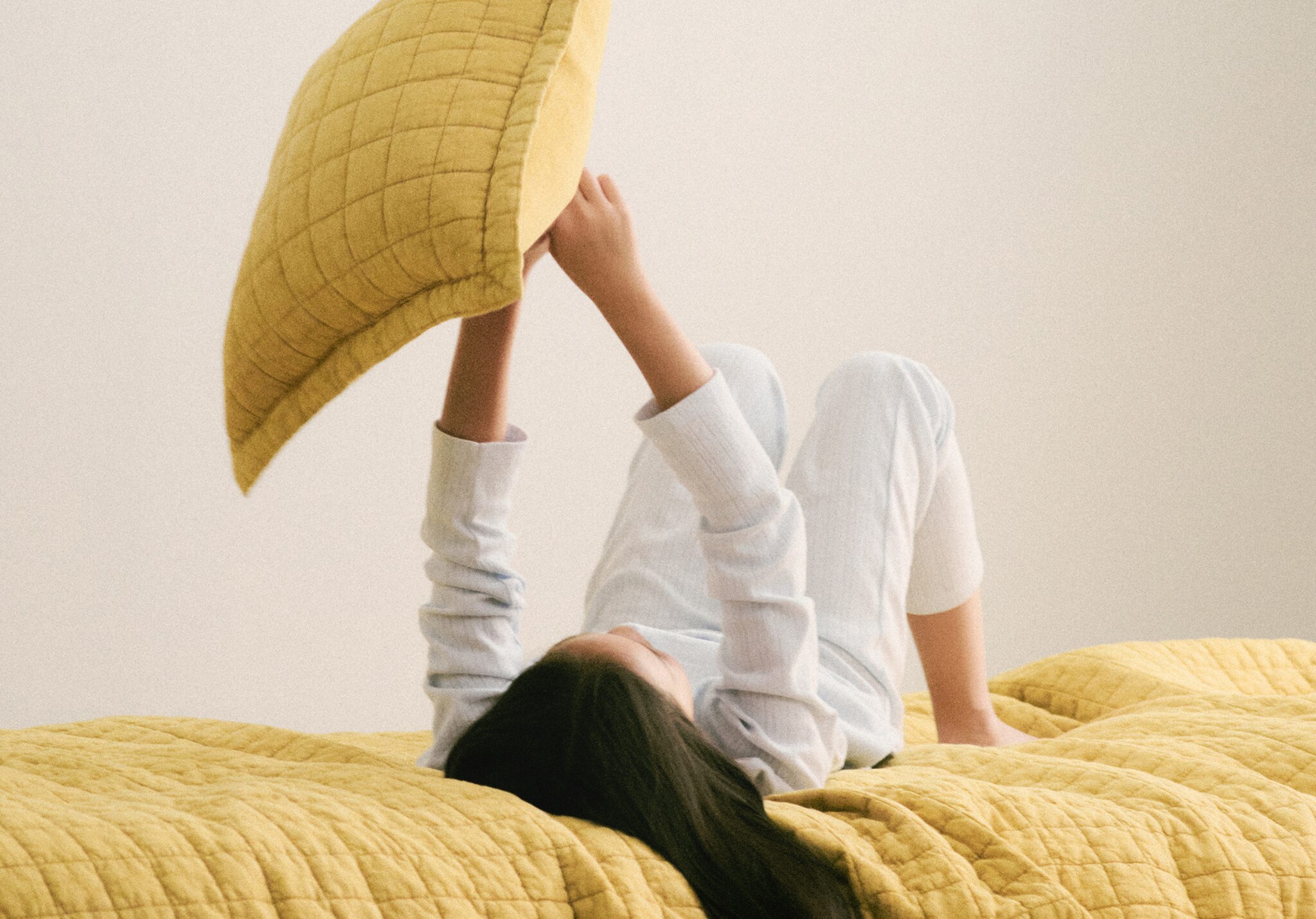 Washed cotton plaid children's bed cushion cover 40x40 cm - Panoramic plane