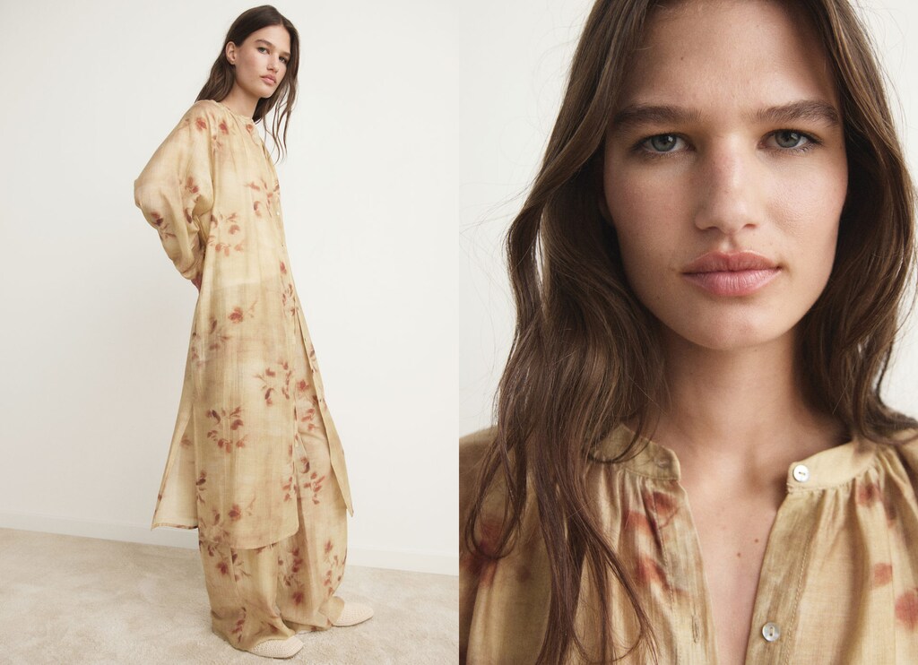 Leaf-print caftan