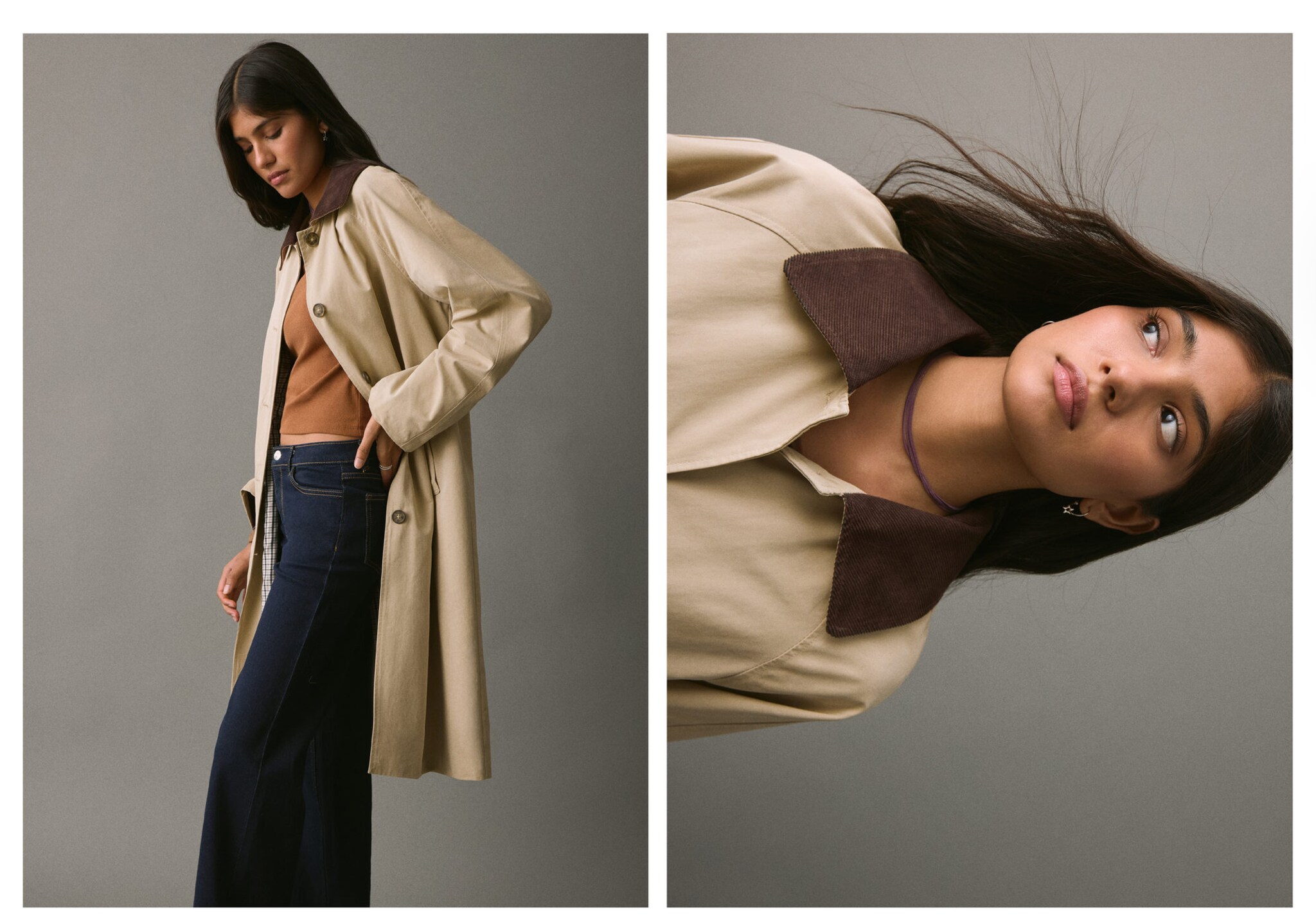 Trench coat with contrasting collar - Panoramic plane