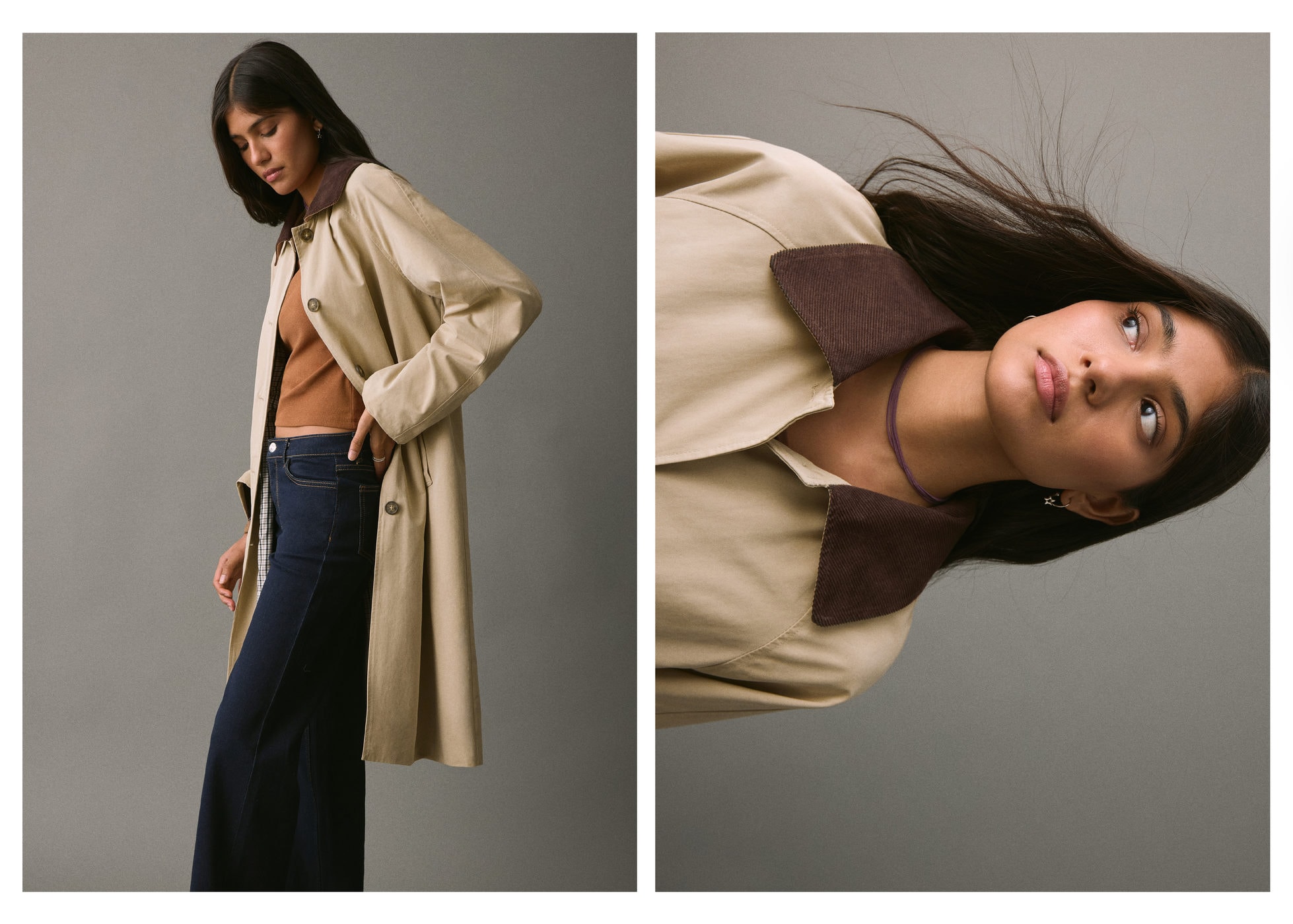 Trench coat with contrasting collar - Panoramic plane