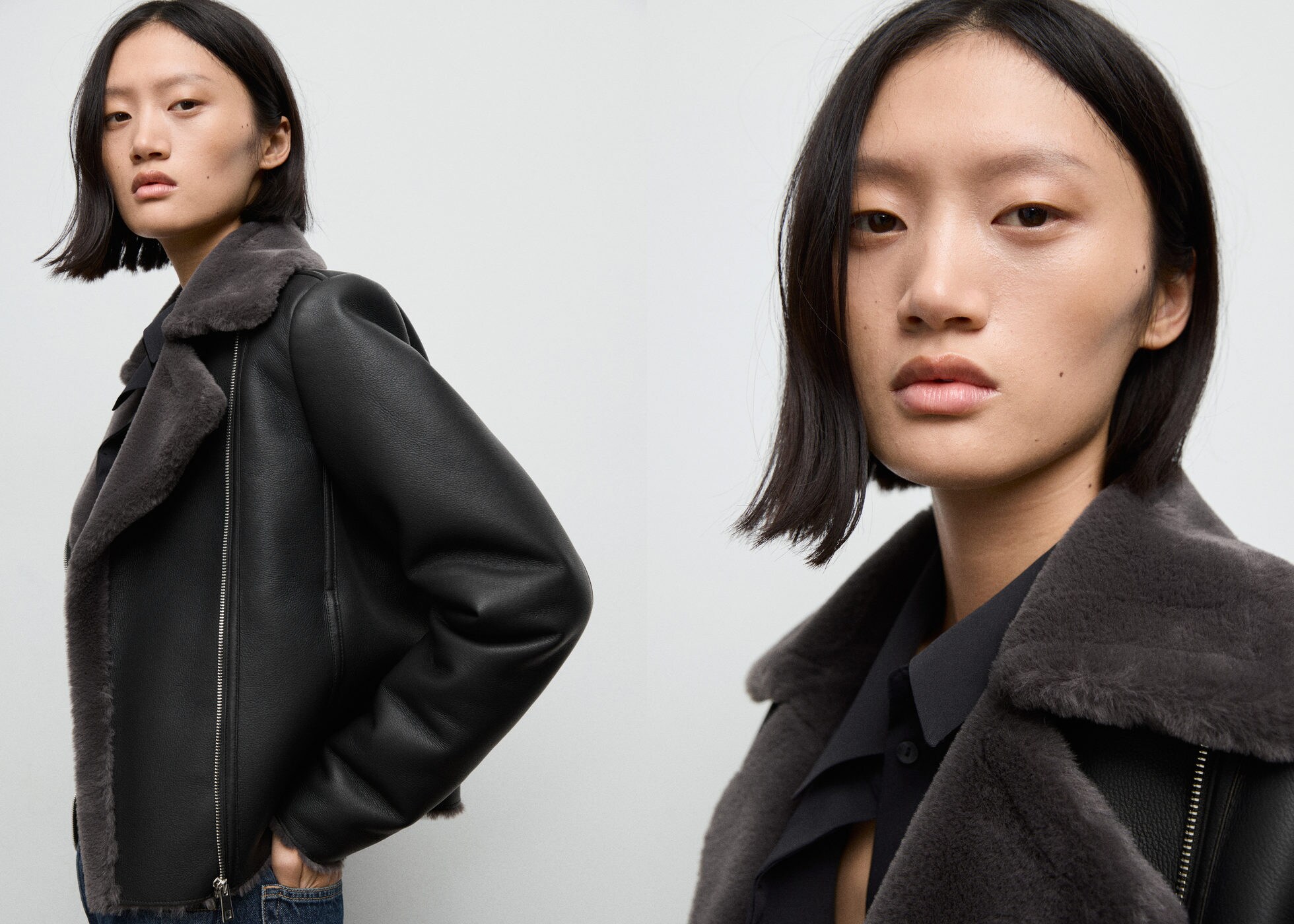 Faux fur biker jacket - Panoramic plane