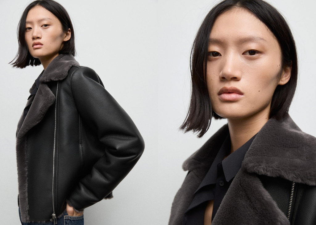 Fur-effect biker jacket