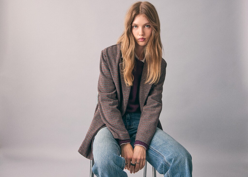 Houndstooth-check jacket