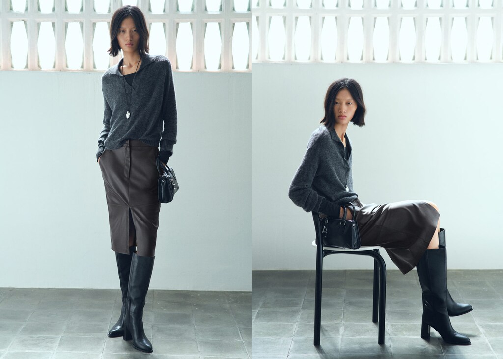 Faux-effect pencil skirt