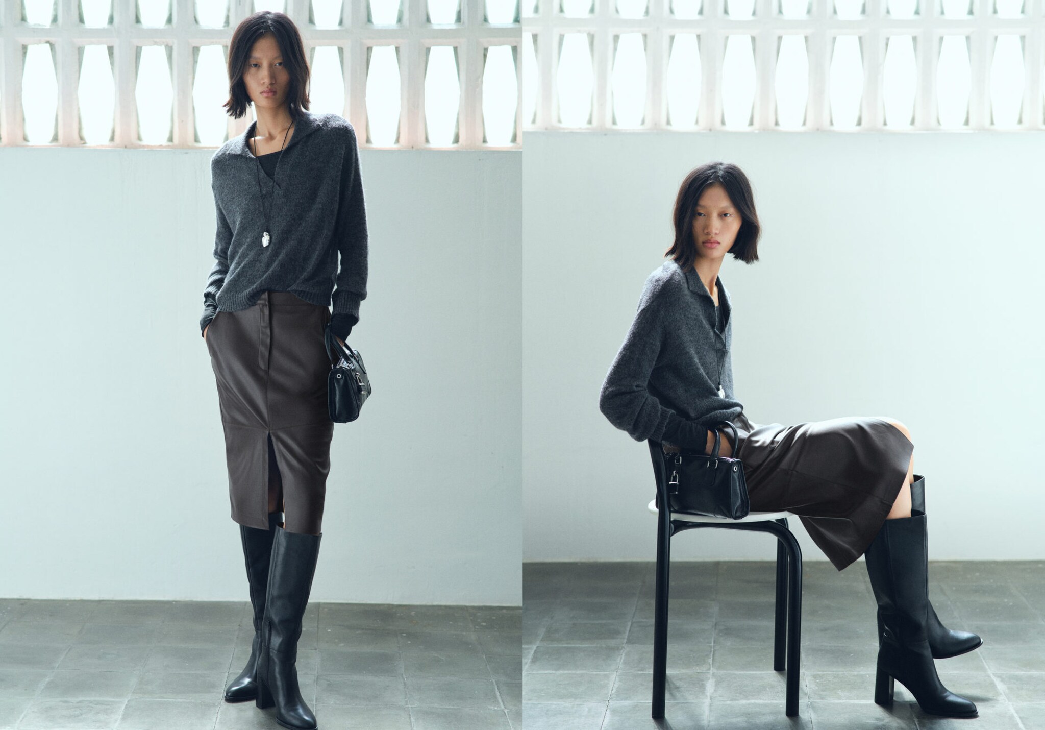 Leather-effect pencil skirt - Panoramic plane