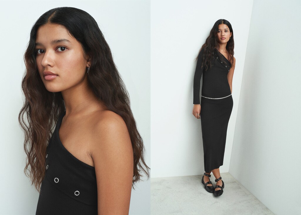 Asymmetrical studded dress