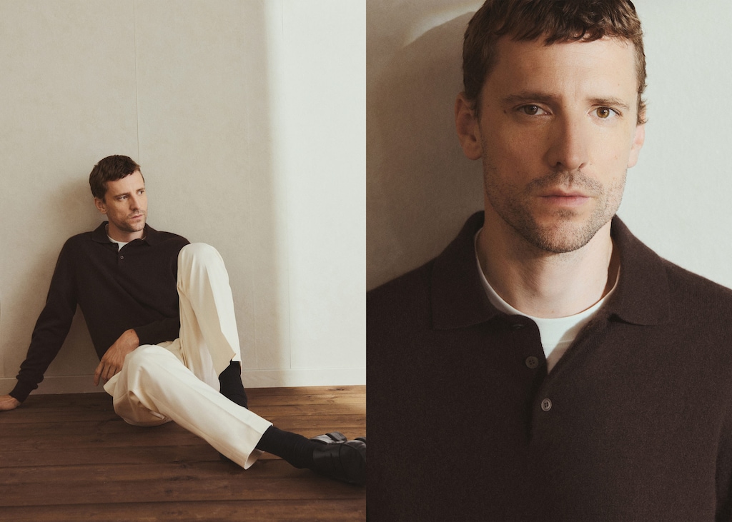 100% cashmere polo sweater