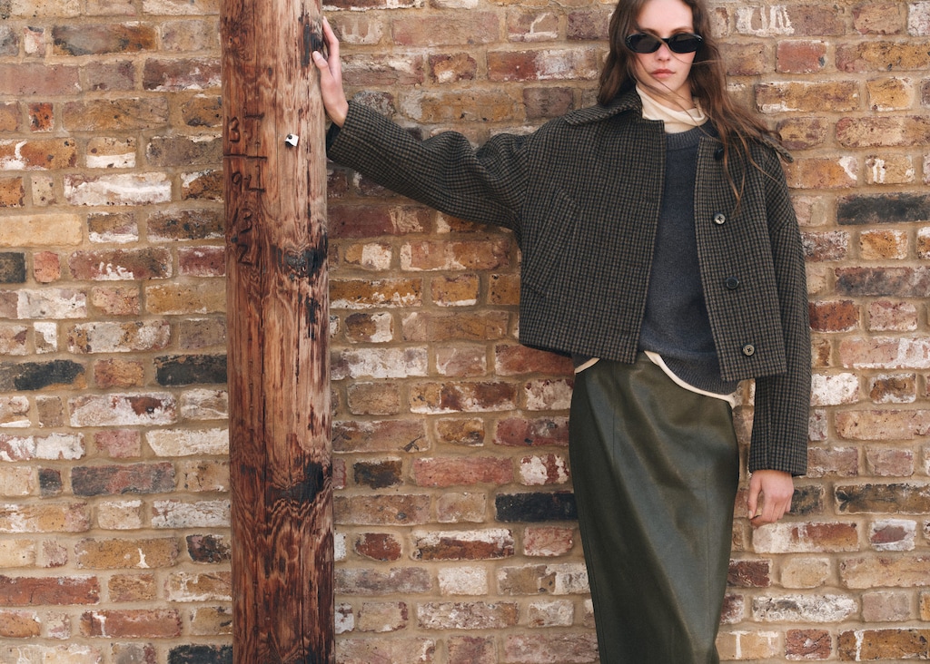 Houndstooth wool jacket