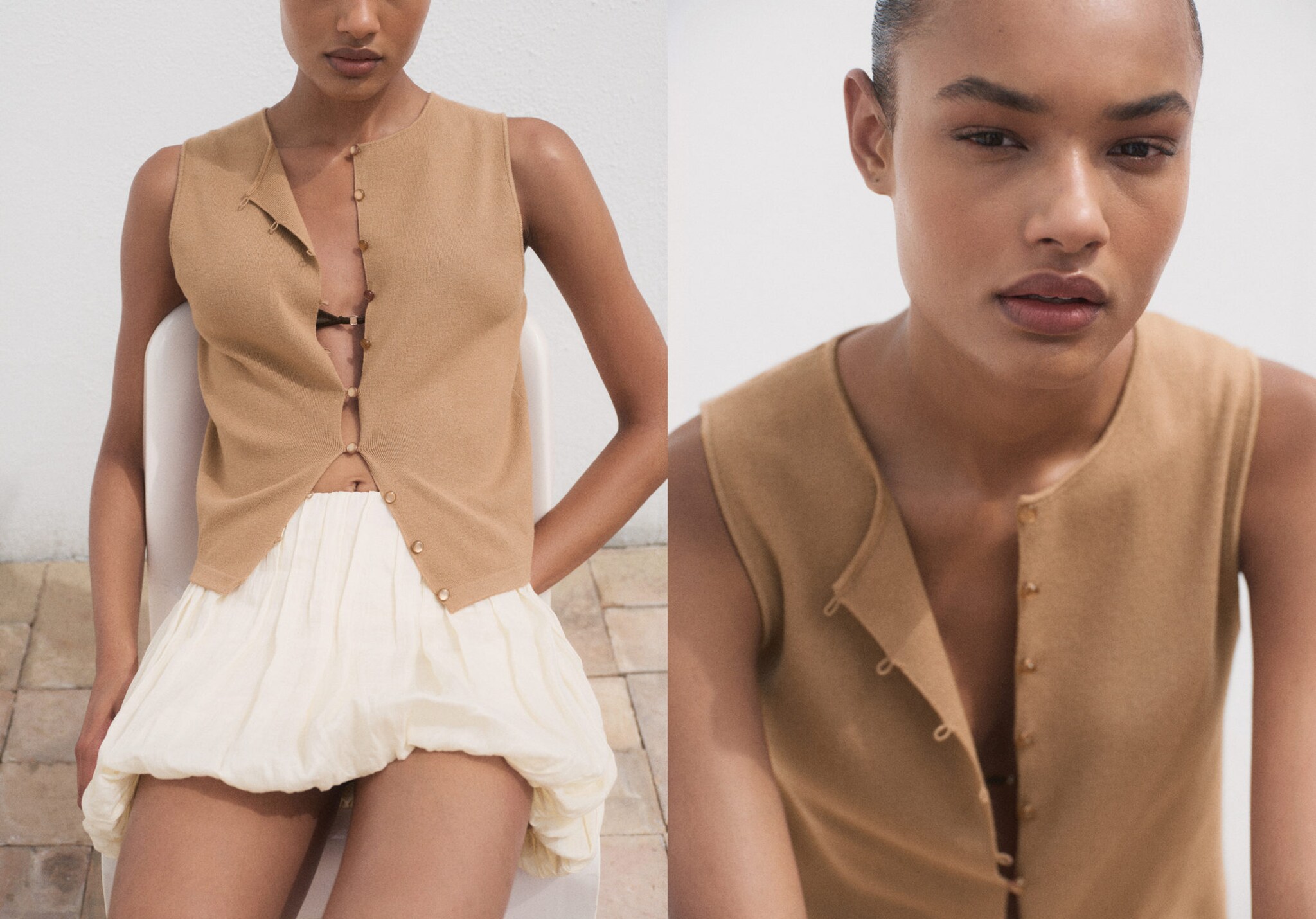 Gilet maille fine boutons - Plan panoramique