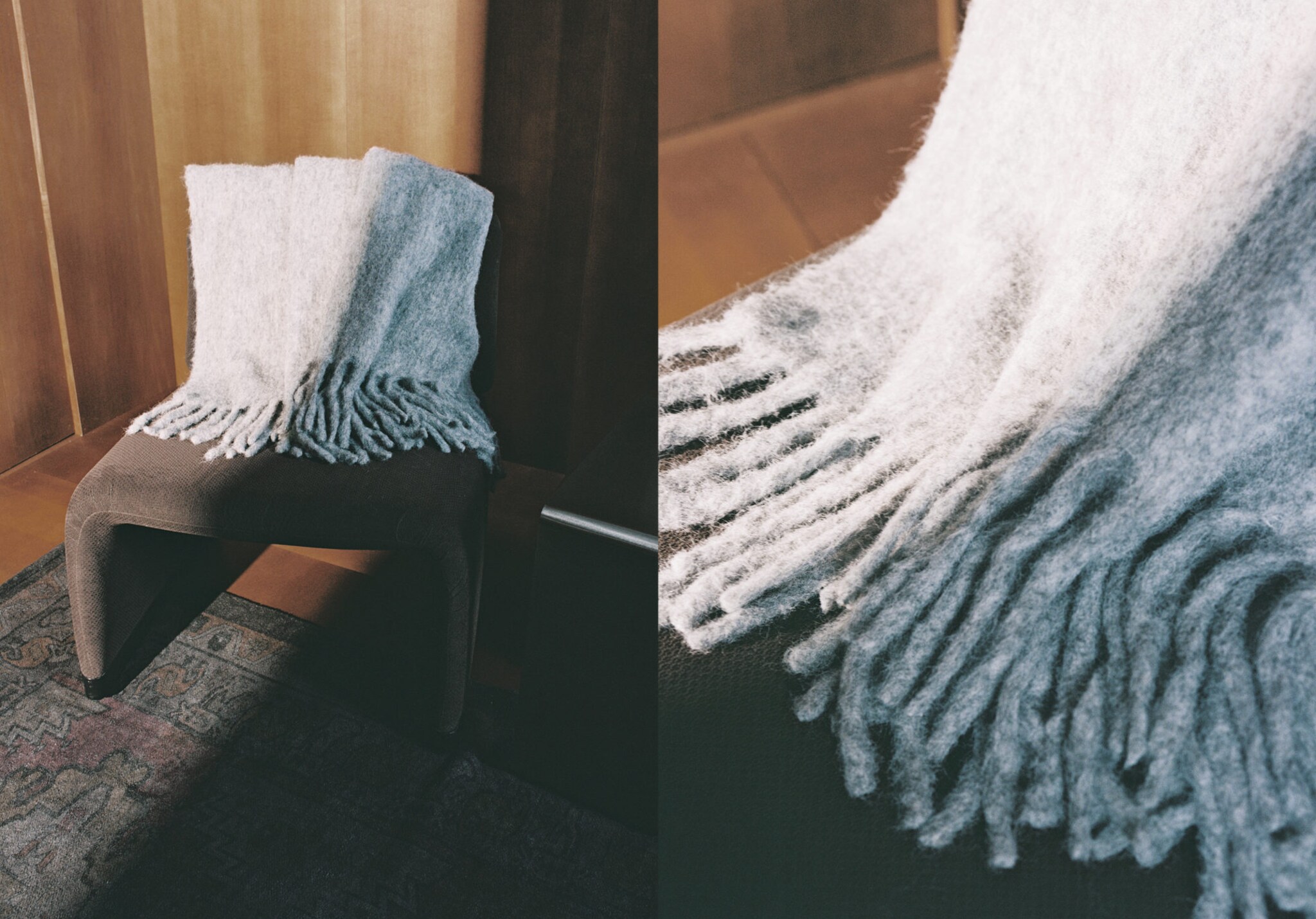 Carded wool blend melange throw - Panoramic plane