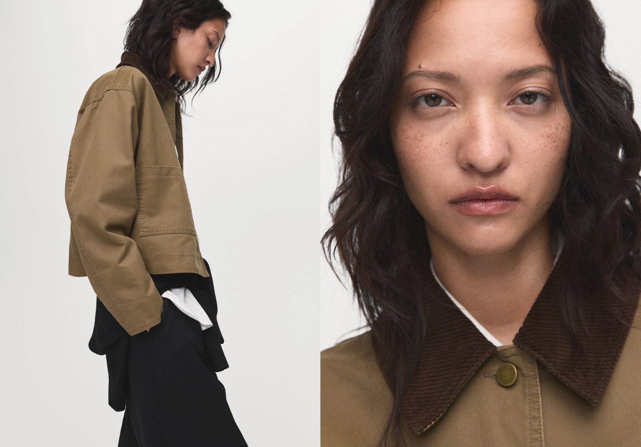 Corduroy collar denim jacket - Panoramic plane