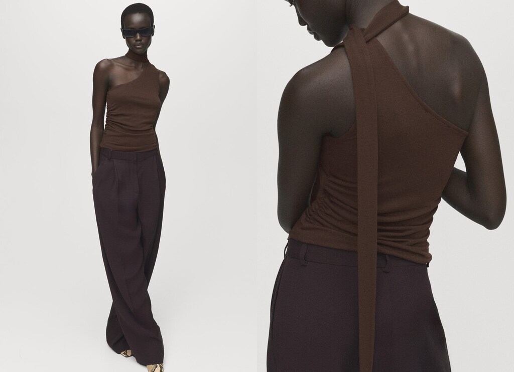 Asymmetrical foulard top