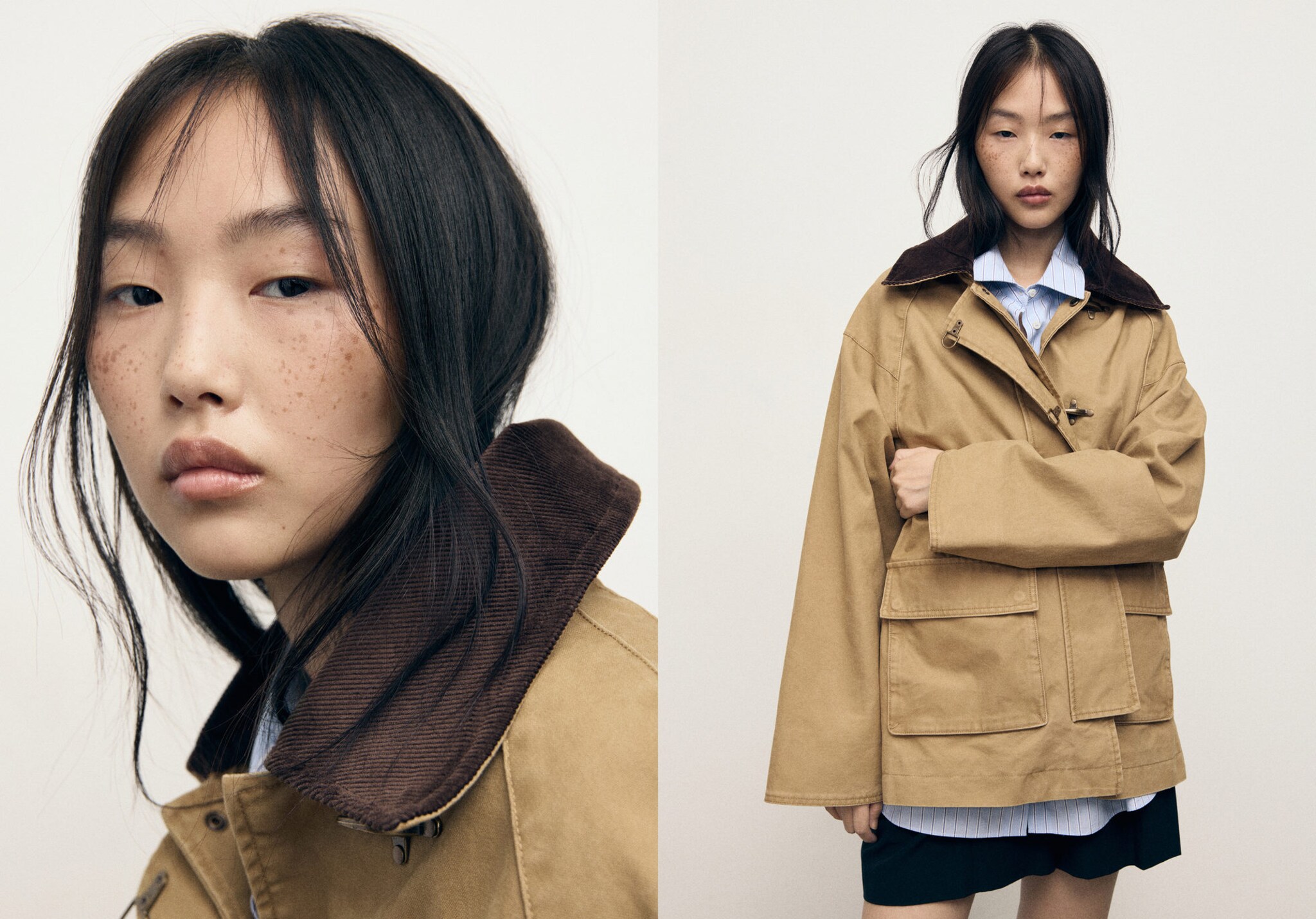 Oversized parka with contrasting collar - Panoramic plane