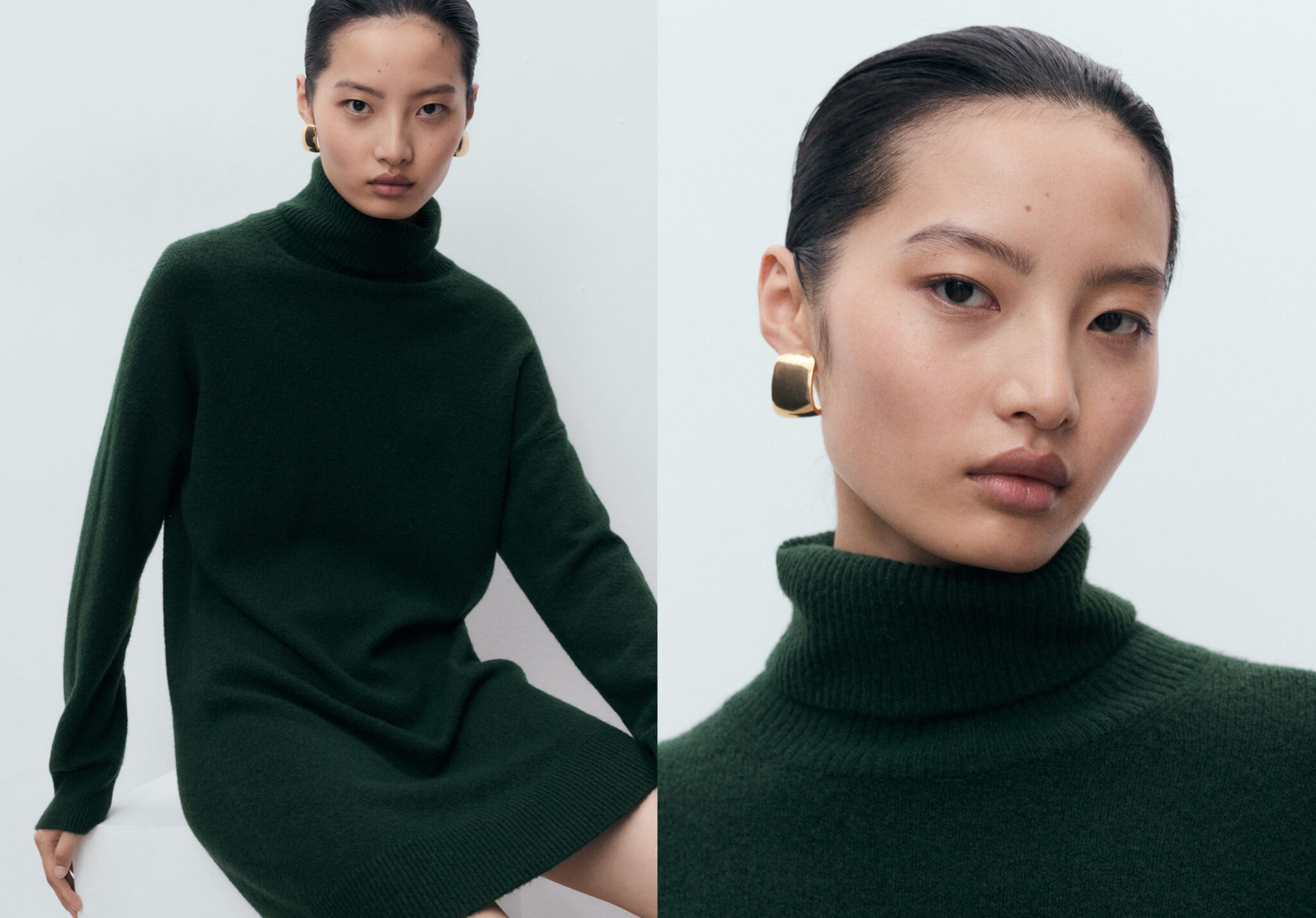 Short knitted turtleneck dress - Panoramic plane
