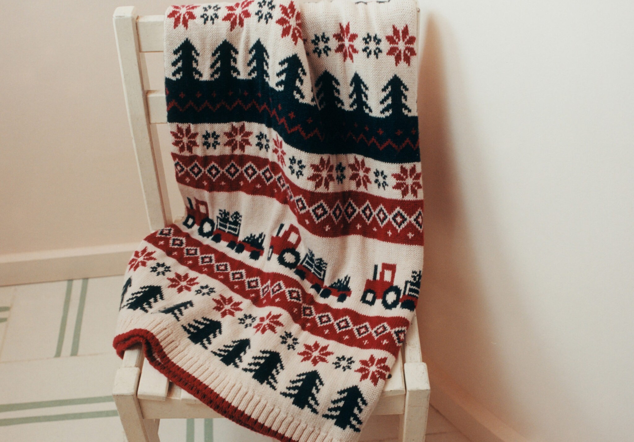 Children's jacquard wool blanket with Christmas design - Panoramic plane