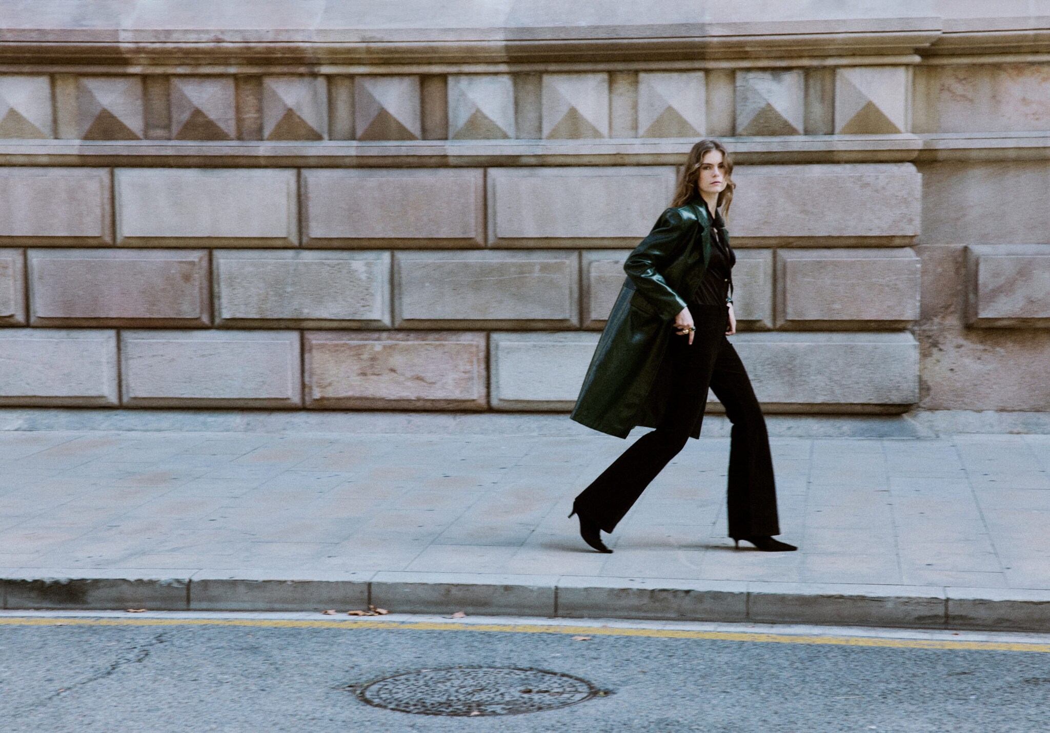 Long faux-leather coat - Panoramic plane