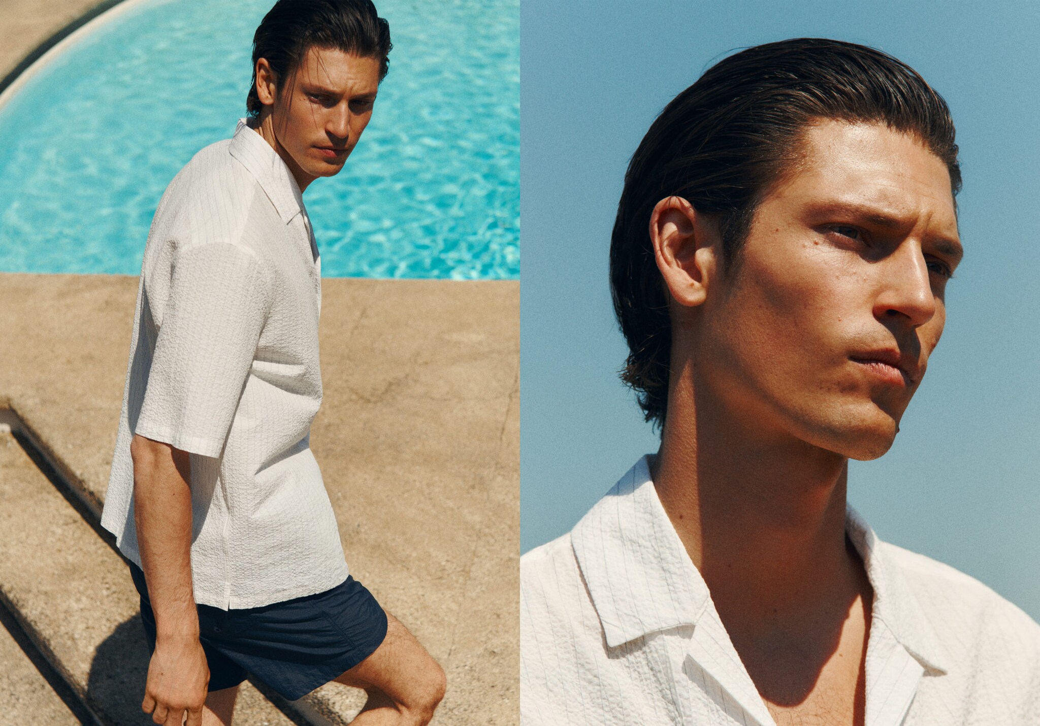 Creased-effect pinstripe shirt - Panoramic plane