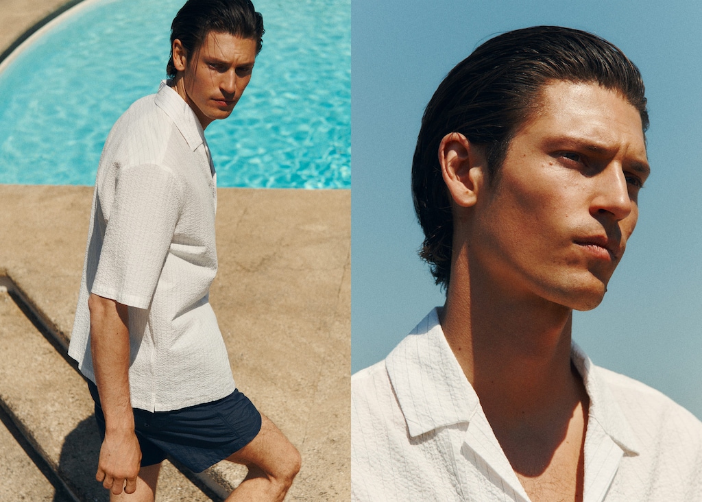 Wrinkled-effect pinstripe shirt