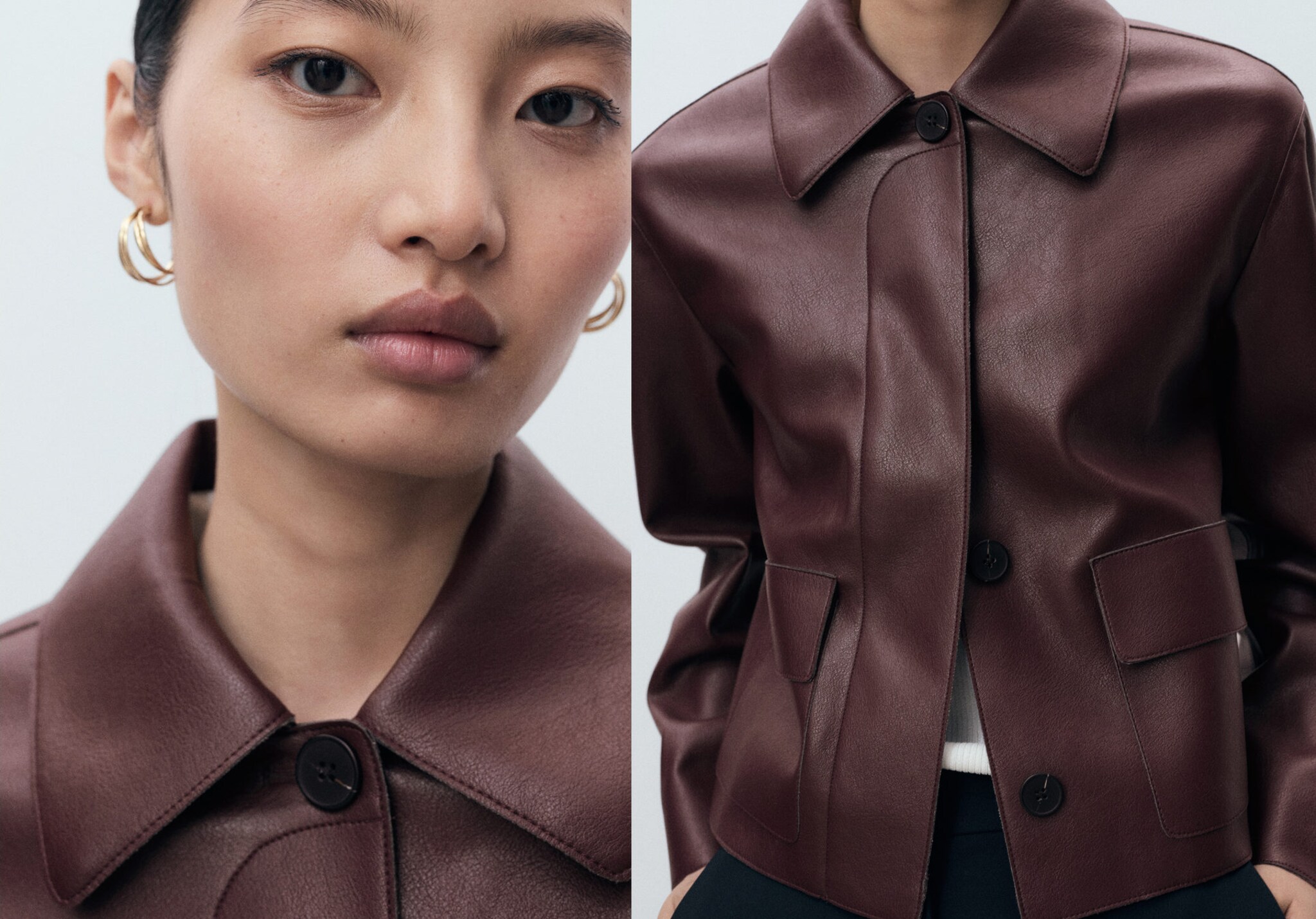 Leather-effect jacket with pockets - Panoramic plane