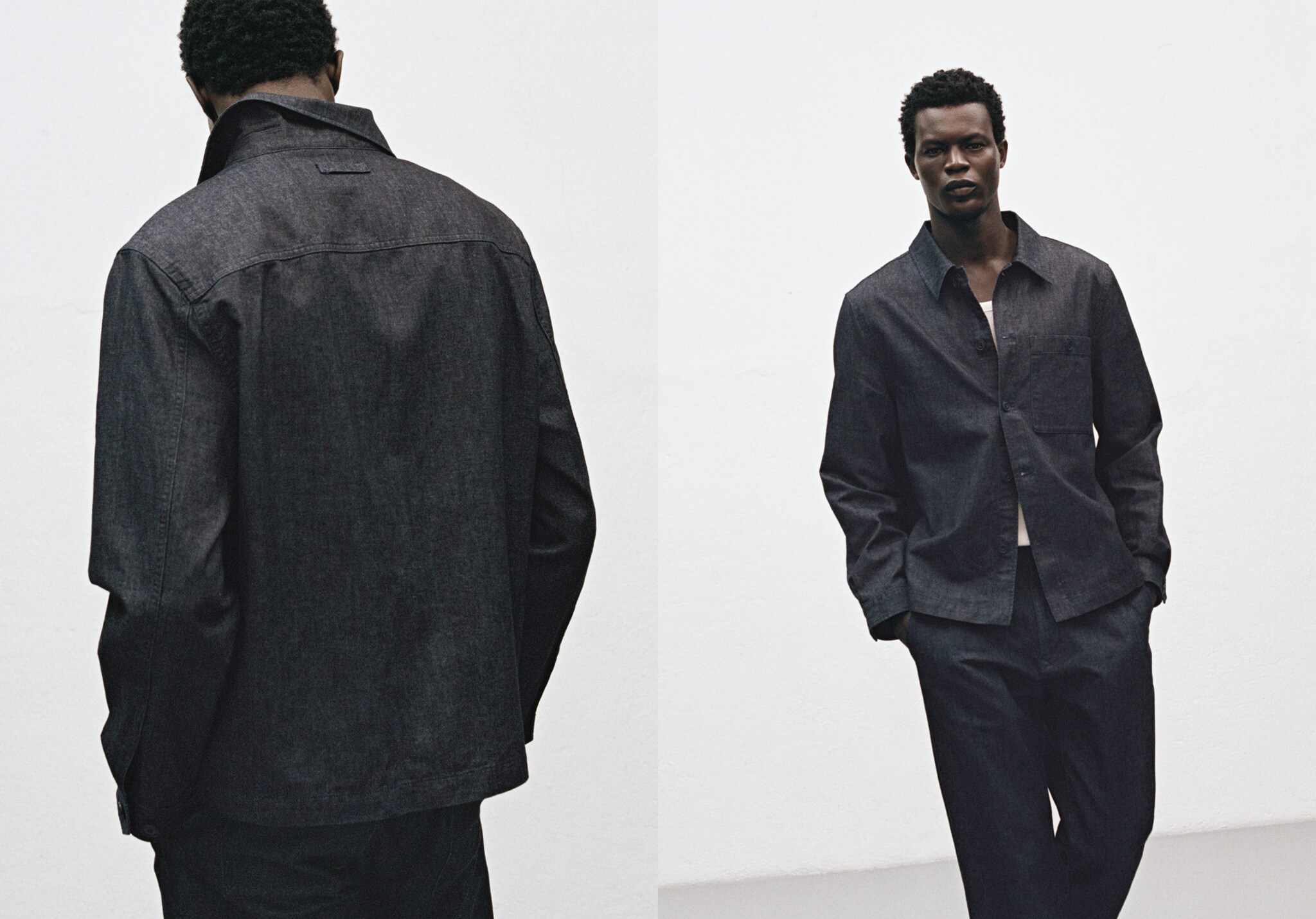Denim overshirt with pocket - Panoramic plane
