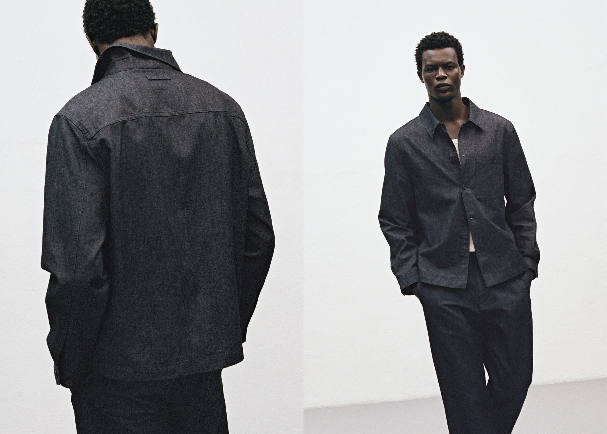 Denim overshirt with pocket - Panoramic plane