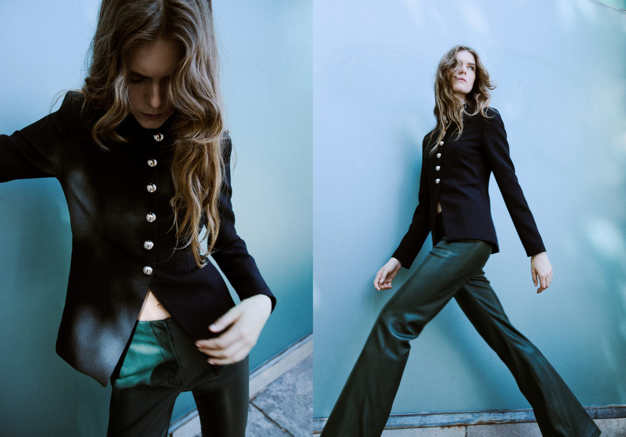 Faux-leather flared trousers - Panoramic plane