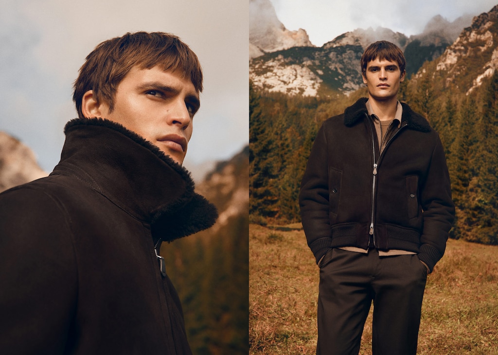 100% suede shearling bomber jacket