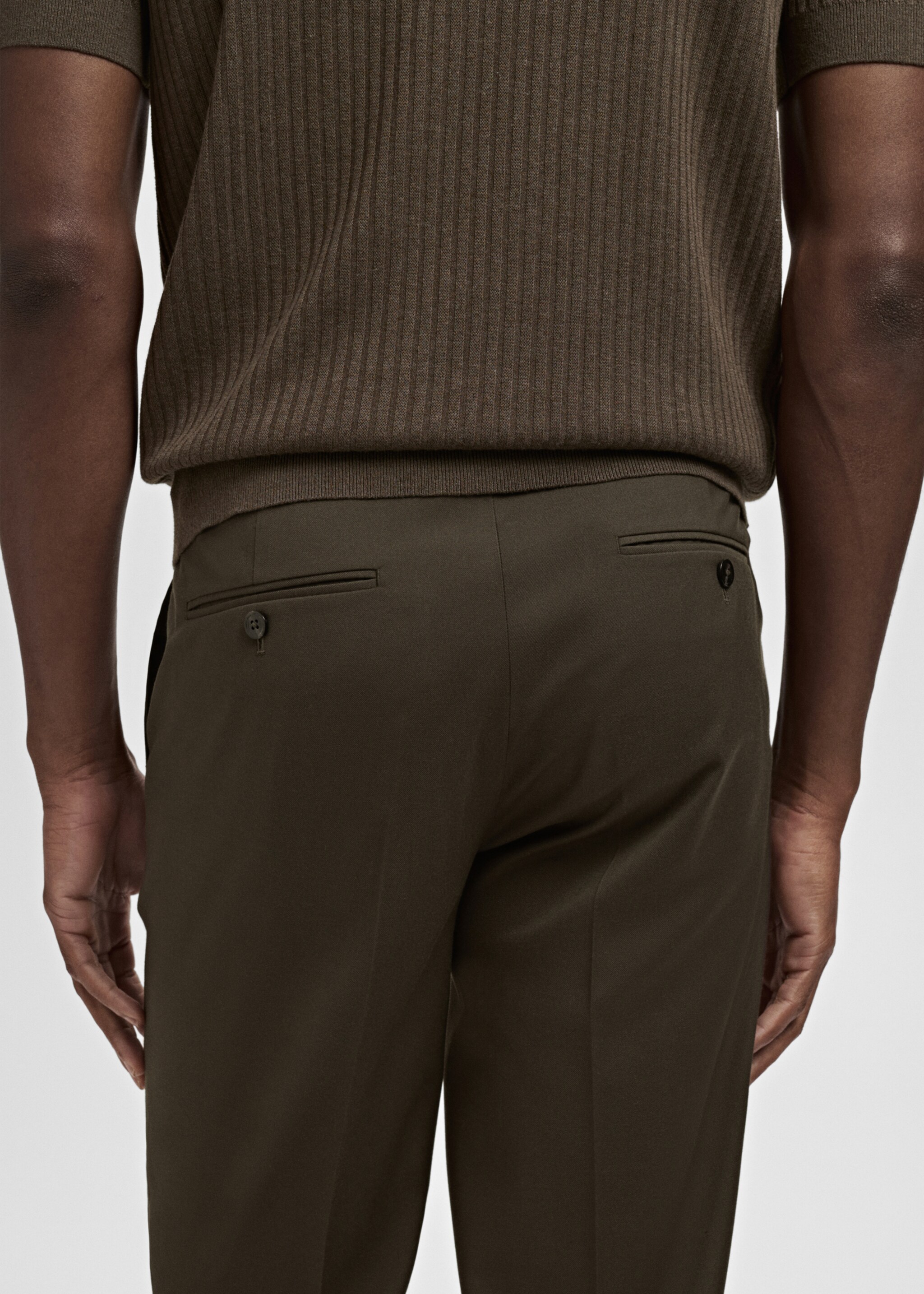 Milan slim-fit pantalon - Detail van het artikel 3, Kaki. Ref: 17005157-01.