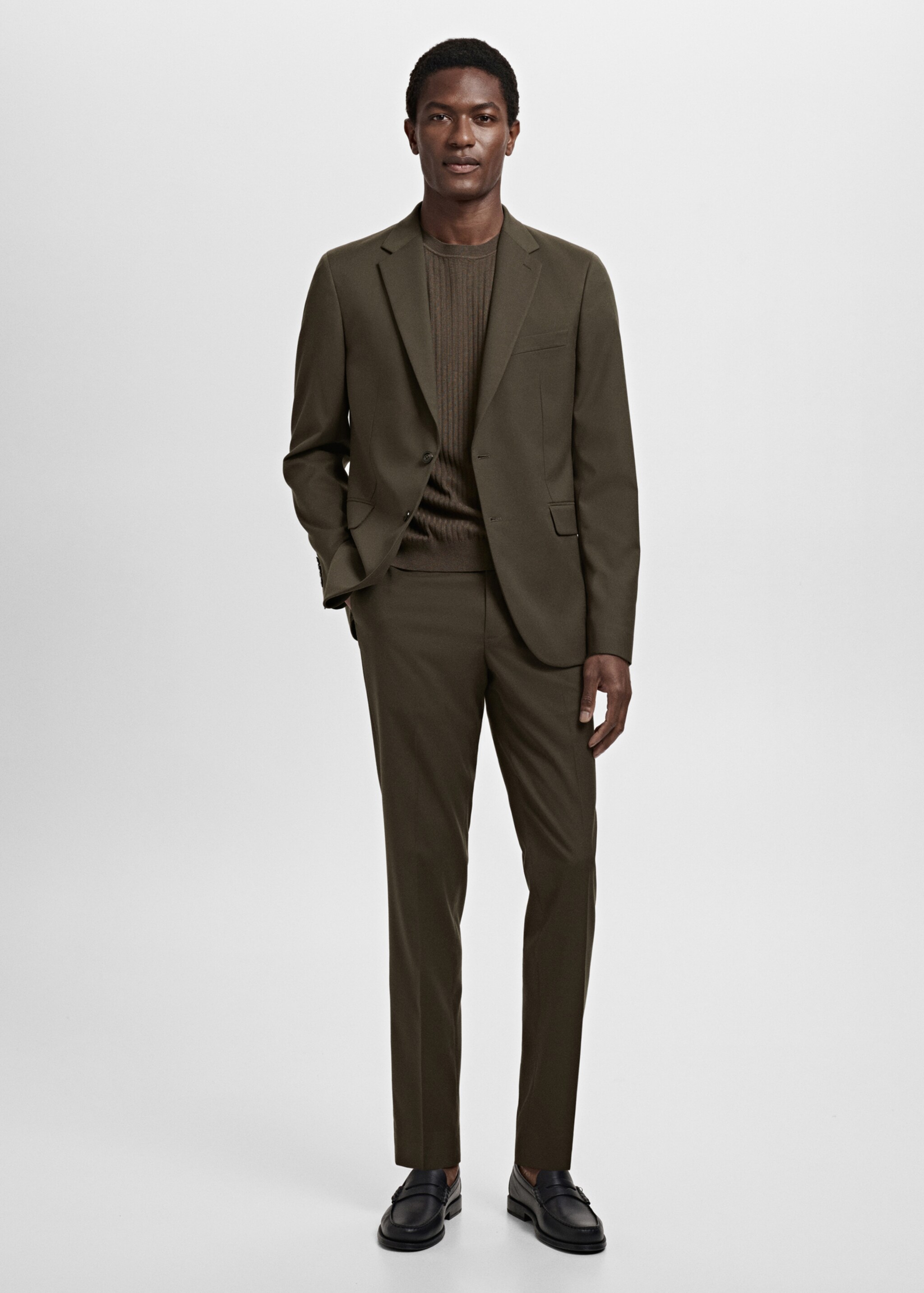 Milan slim-fit pantalon - Overzichtstekening, Kaki. Ref: 17005157-01.