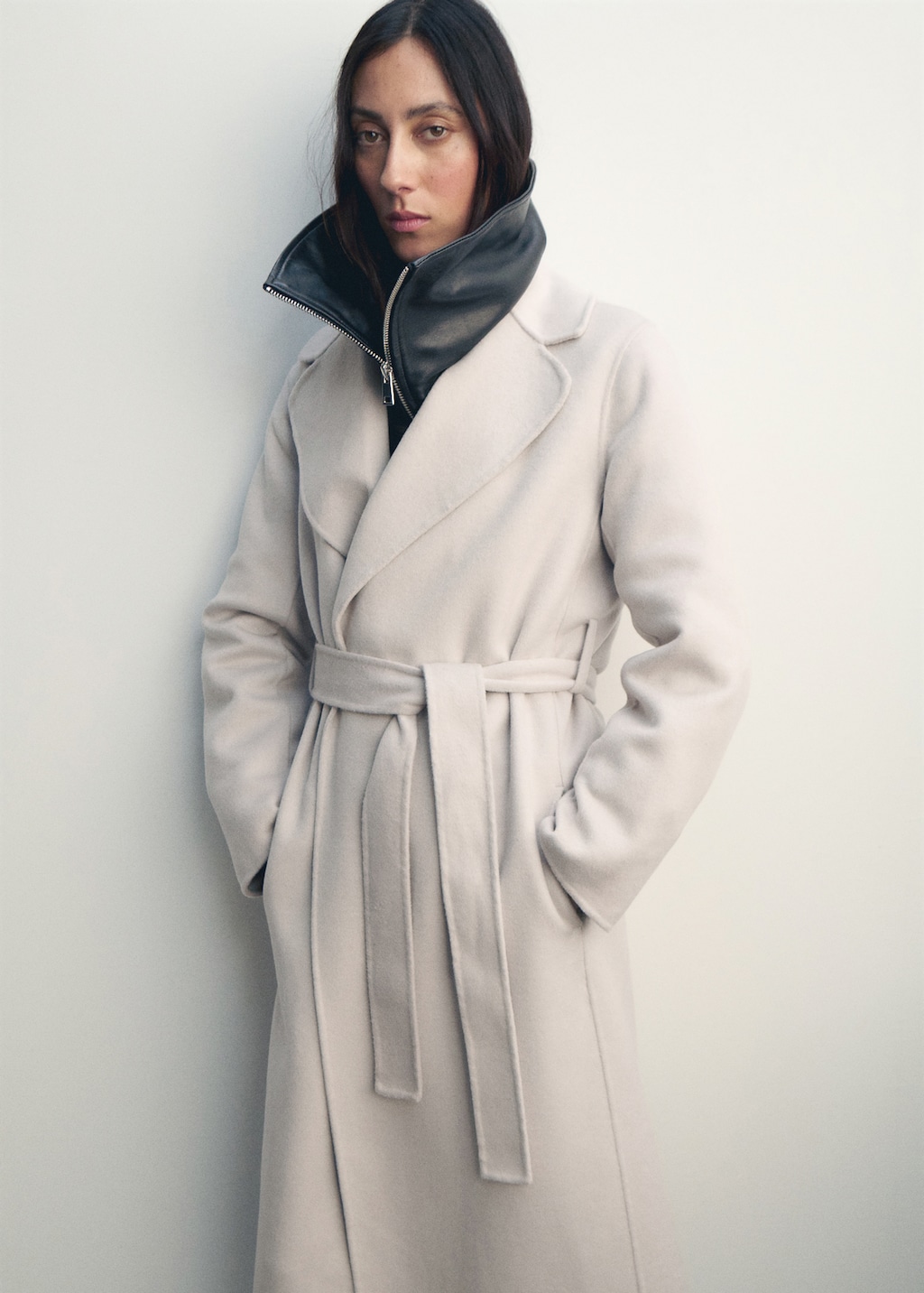 Handmade wool coat with belt