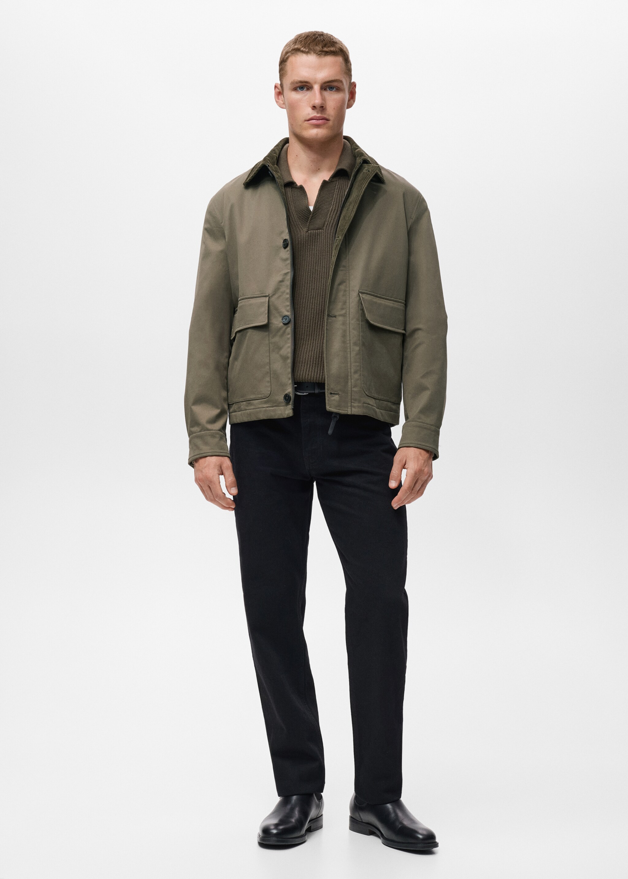Water-repellent jacket with pockets - General plane, Olive Green. Ref: 17005973-01.