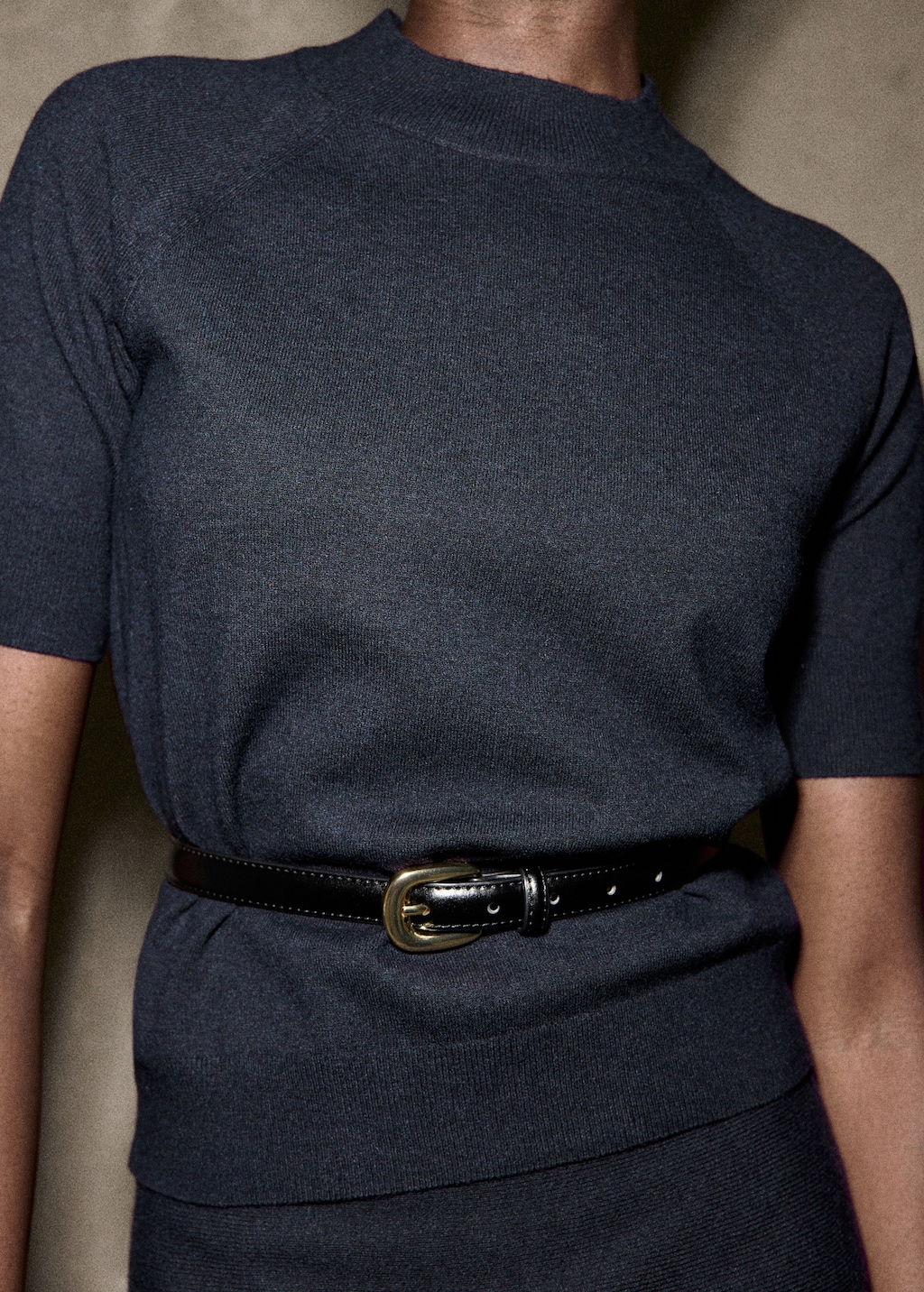 Short-sleeved wool-blend sweater