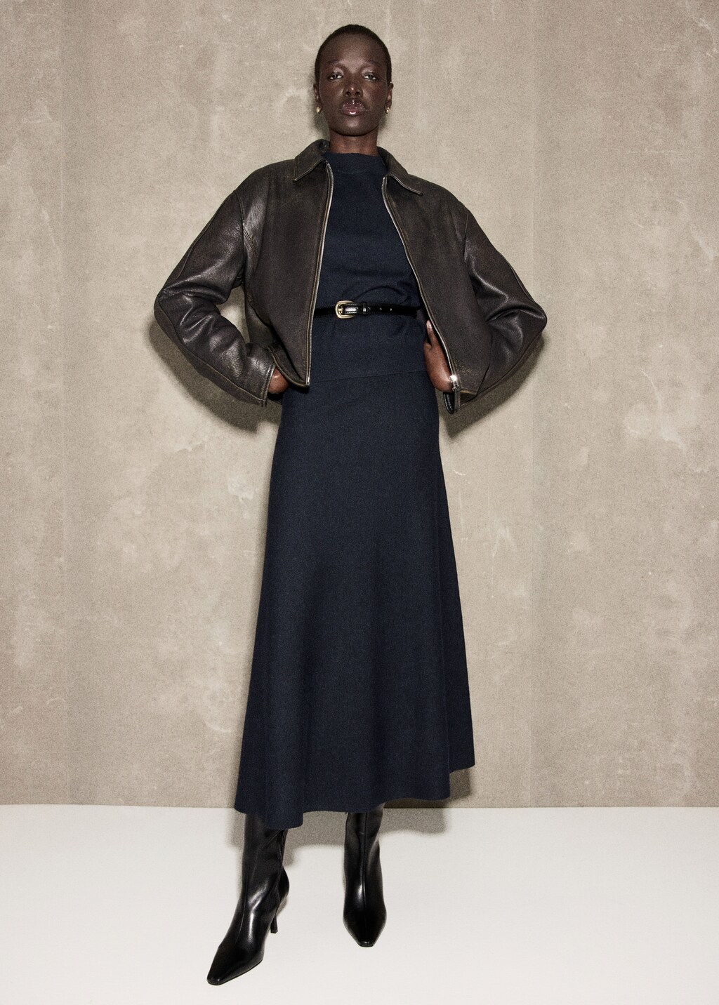 Short-sleeved wool-blend sweater