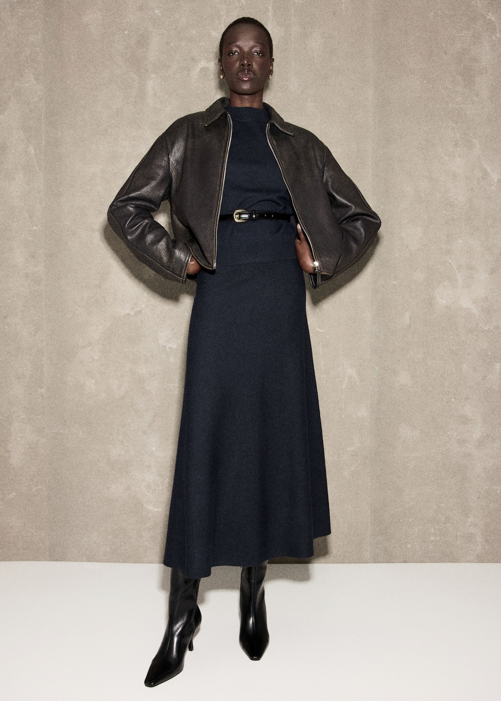 Short-sleeved wool-blend sweater